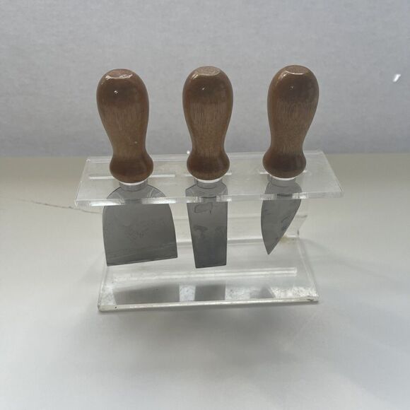 French Style Set of Three Cheese, Stainless Steel with Wood Handles - Picture 1 of 4
